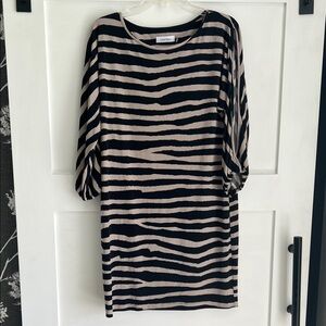 Calvin Klein Zebra Print Long Sleeve Dress